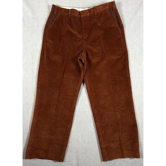 NWT $149 Orvis Wellington Supercord Pants 36x29 Rust Orange Leather Trim - Picture 2 of 16